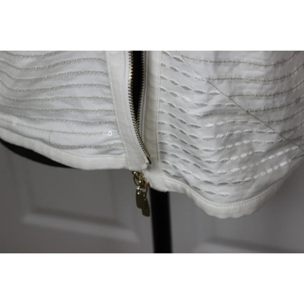 Chicos Women's Sequined Detail Full Zip Lightweight Cream Jacket Size‎ 0